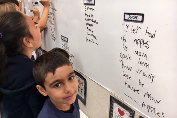 2nd grade students in Ms. Furden’s class took concepts they were learning in math and developed their own word problems.  These explorers were so excited to demonstrate their knowledge of addition and subtraction in their own story problem.