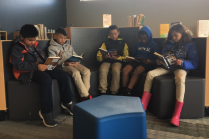 After a few weeks of being “under construction” our library reopened with brand new furniture and a whole new look.  A huge thanks to our amazing librarian Mrs. Polanco for putting the whole thing together.