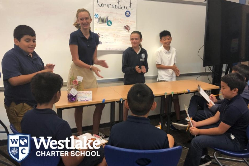 Our 8th grade Humanities students welcomed and presented their colonial sales booth projects to our 5th grade Explorers this week, persuading them to join their colony.