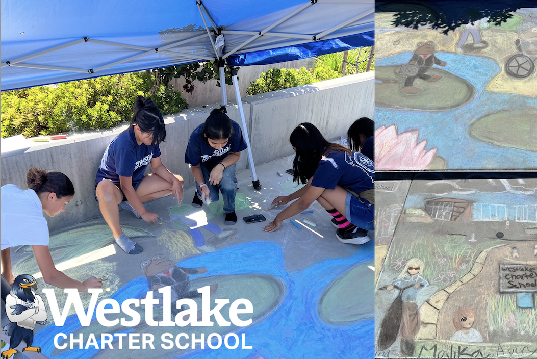 Our partners at JIBE sponsored 2 squares for the annual Chalk It Up festival. Our art students worked on their chalk designs in front of our Mabry campus.