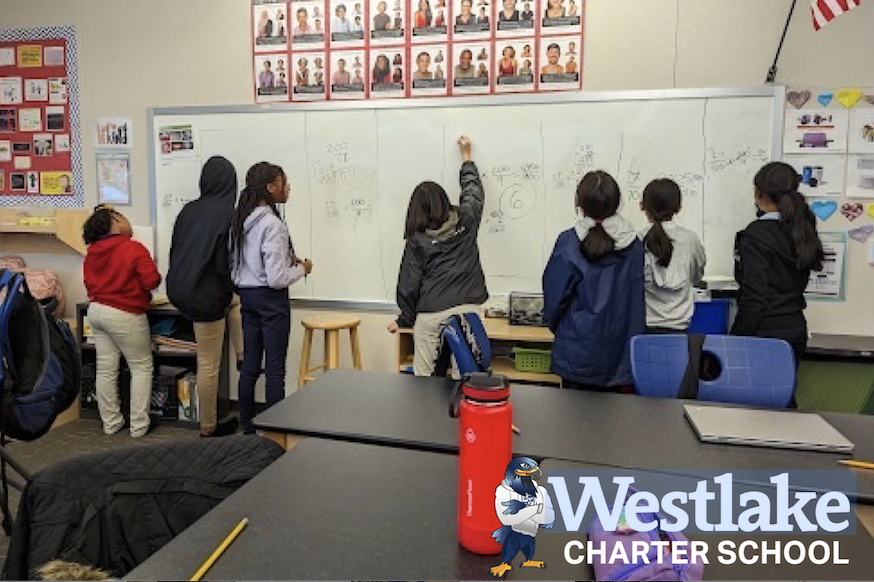 Middle School Explorers in Mrs. Hubbard’s class practiced visible math last week by working together to solve math problems on the white board. This collaborative practice allowed our students to see each other's work and learn different ways of solving math problems from each other.