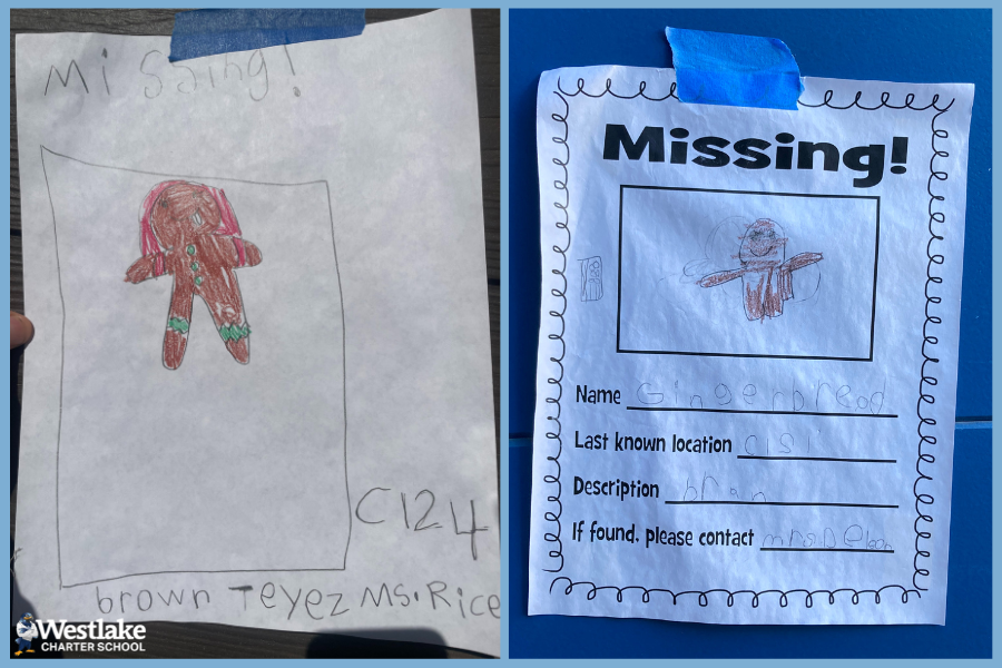 Our Kindergarten Explorers read the Gingerbread Man and learned about characters, setting, and sequencing events.  In addition, they made their own Gingerbread Man that happened to run away! Missing posters are spread around campus!  Thank you, Kindergarten Team, for bringing this story to life for our Explorers!