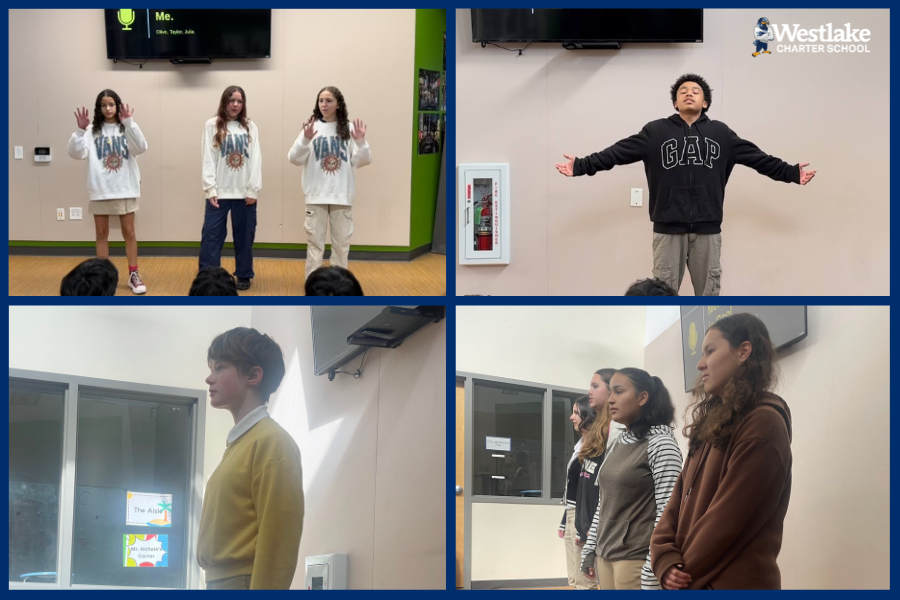 Our 8th grade humanities students performed their spoken word poetry this week. Spoken word is a project based unit where 8th grade students dive deep into figurative language by studying professional spoken word artists, composing their own scripts, memorizing them, and performing them in front of their peers!