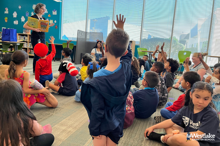 The Children’s Librarian from the North Natomas Library visited our Kindergarten classes this Friday for an interactive read around and to talk about the Summer Reading program. If students read 5 books this summer they earn a free book, and 25 books read earns them a medal!