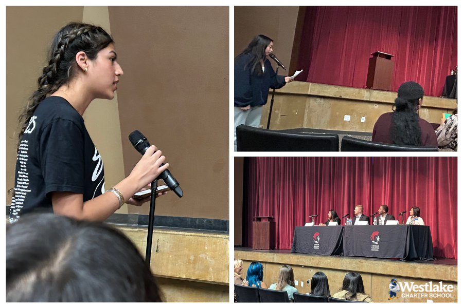 A big shout out to WCHS 12th Grade Students Harleen Sagar, Vanessa Quon, & Sofia Dominguez for representing Westlake Charter School at the annual Charter School Candidate's Forum held at Natomas Charter School. The civic engagement of our students is inspiring as they asked questions of each candidate running for the position of Natomas Unified School District Board Trustee.