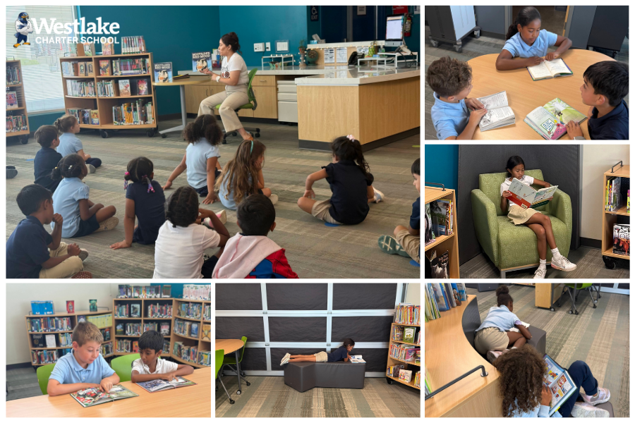 Our K-8 Library is open and our Explorers have begun checking out books! The library is a great opportunity for students to listen to stories and explore new books! Ms. Polanco fosters students' love of reading during each library visit!