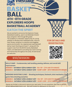 WCHS Explorers Hoops Basketball Academy 4th-8th Basketball Training Poster (R1)