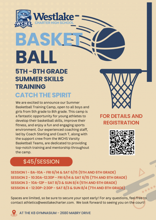 WCHS Summer Skills 5th-8th Basketball Training Poster